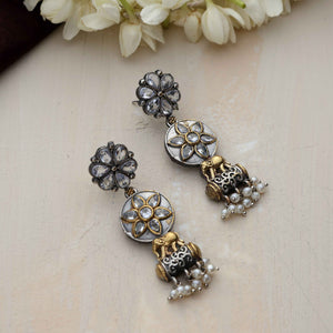 trueBrowns Silver Gold Tone Kundan Earrings