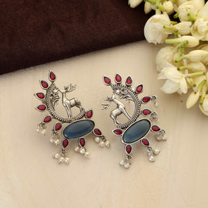 trueBrowns Silver Tone Pearl Drop Earrings