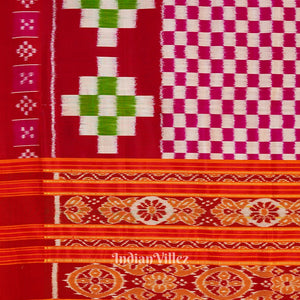 Red Rani Pasapali Theme Odisha Ikat Contemporary Silk Saree
