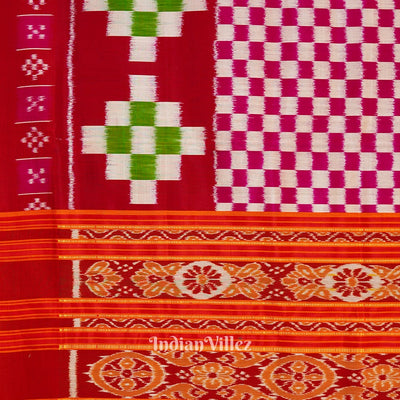 Red Rani Pasapali Theme Odisha Ikat Contemporary Silk Saree