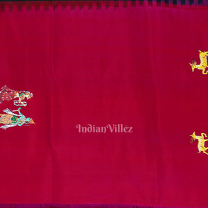 Black Rani Ramayana Theme Hand-Painted Pattachitra Saree