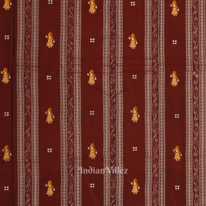 Maroon Yellow Doll Odisha Ikat Sambalpuri Cotton Dress set with Dupatta