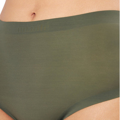Vanish Solid High Rise Brief Seamless Panty - Slate Green