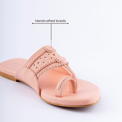 Salmon Peach Solid Kolha Flats