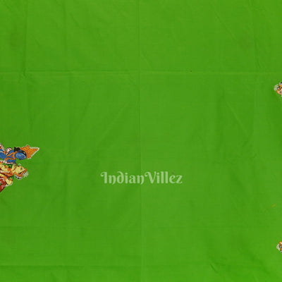 Green Dual Tone Kandarpa Rath Hand-painted Pattachitra Saree