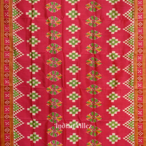 Red Khandua Odisha Ikat Pasapali Border Sambalpuri Silk Saree