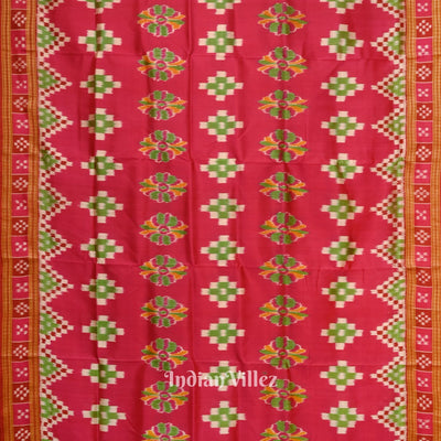 Red Khandua Odisha Ikat Pasapali Border Sambalpuri Silk Saree