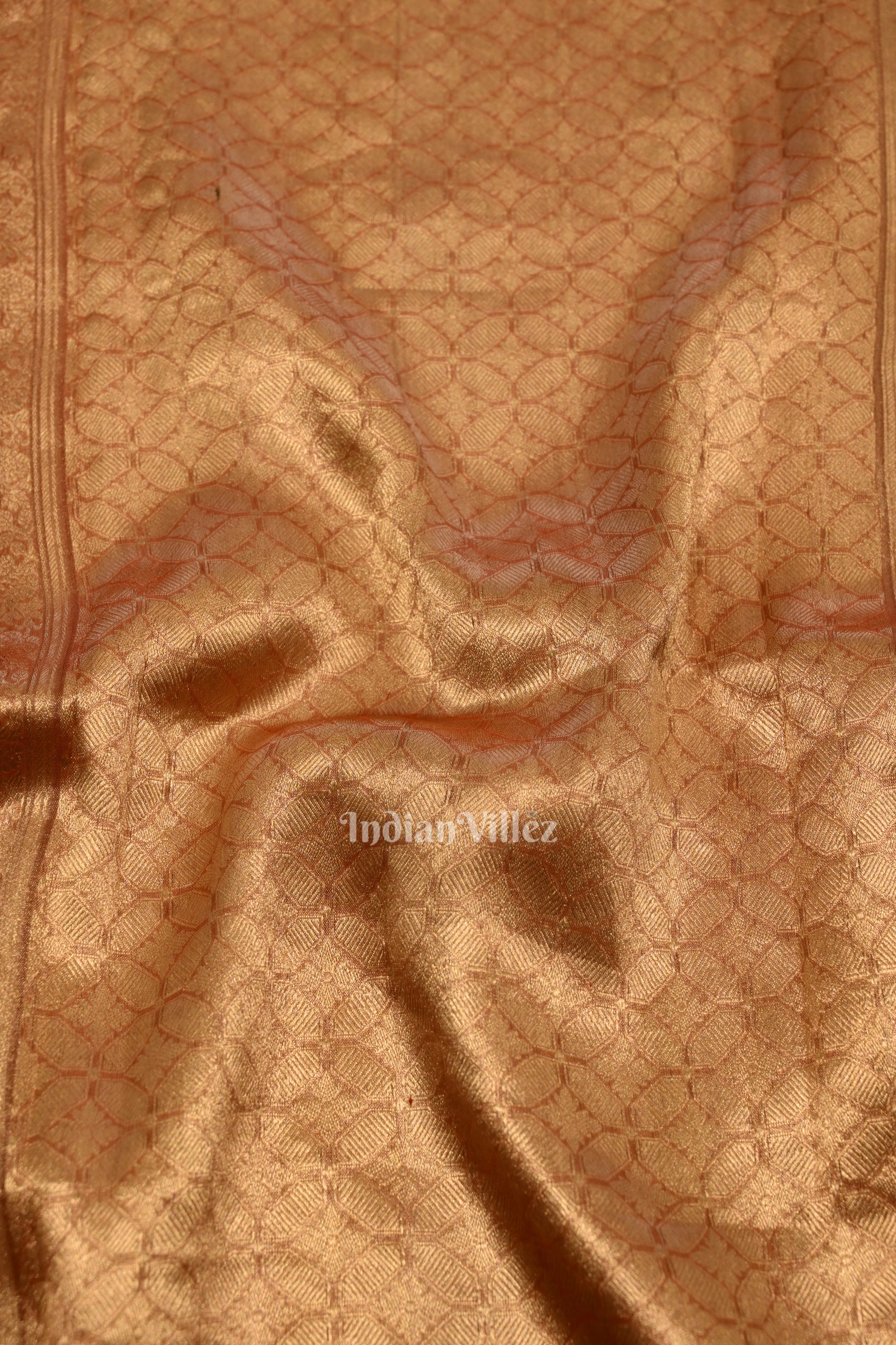 Pure Orange Kora Banarasi Tissue Saree with Suna Rupa Work