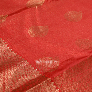 Deep Red Pure Brocade with Golden Broder Bridal Kanjivaram Silk Saree
