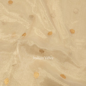 Off White Buta Work Kora Organza Banarasi Saree