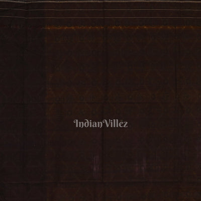 Orange with Black Odisha Ikat Sambalpuri Pure Cotton Saree