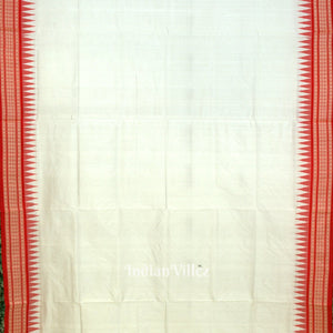 White Red Bomkai Sambalpuri Silk Saree