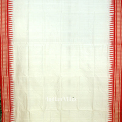 White Red Bomkai Sambalpuri Silk Saree