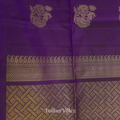 Deep Purple Pure Kanjivaram Soft Silk Saree