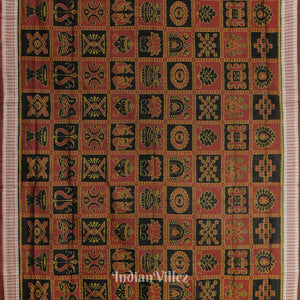 Red Black Nabkothi Sambalpuri Bomkai Silk Saree