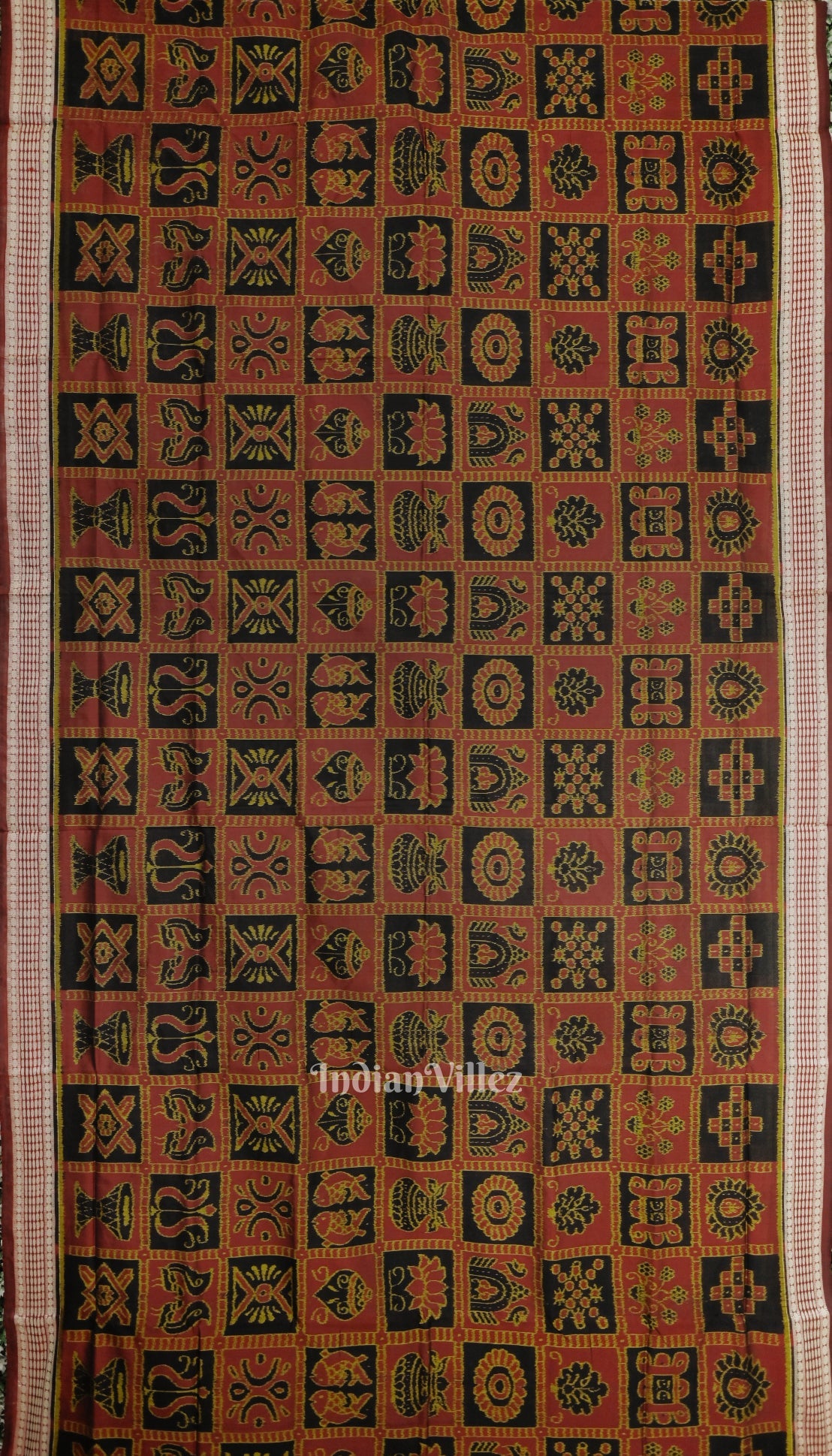 Red Black Nabkothi Sambalpuri Bomkai Silk Saree