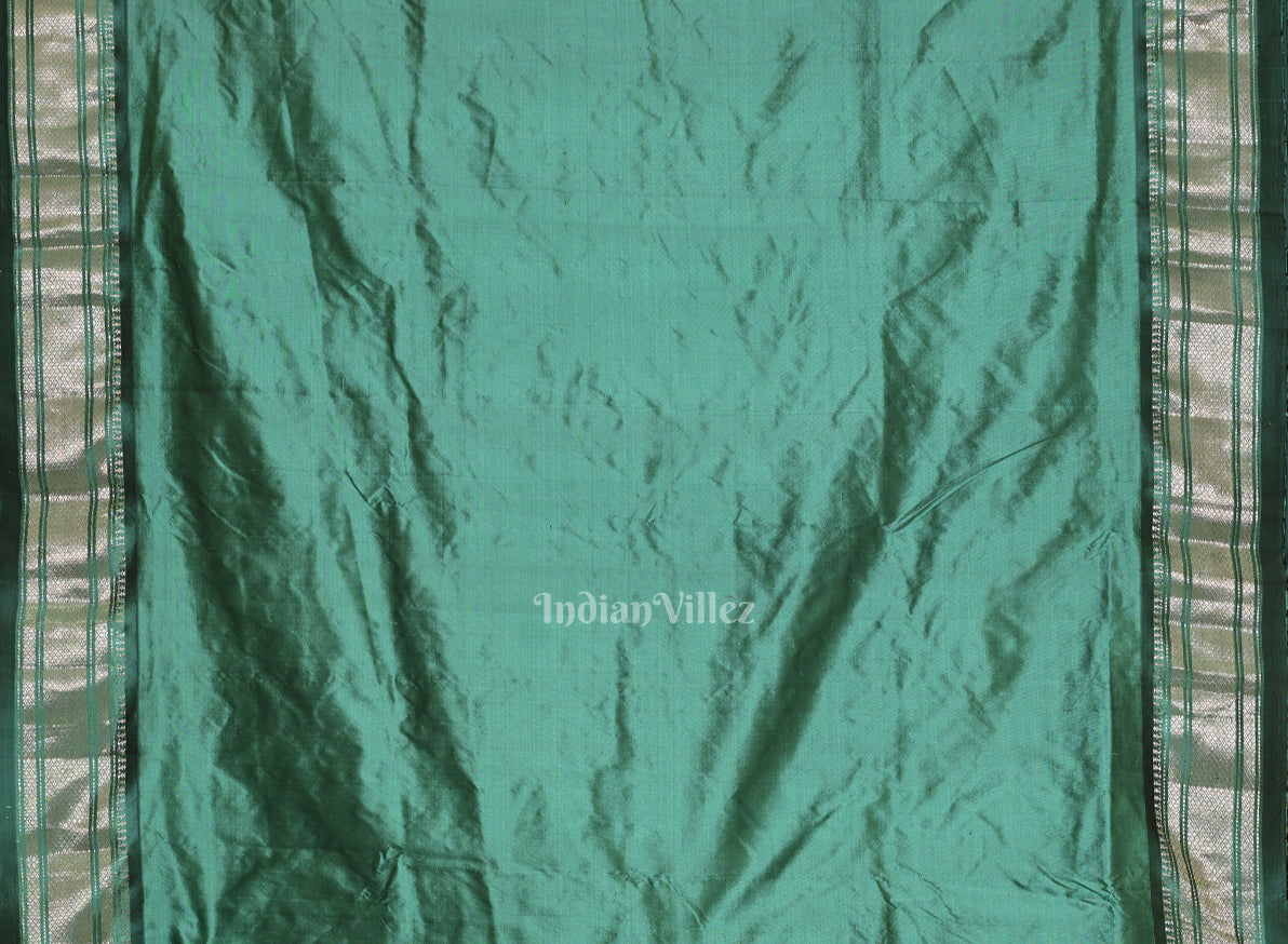 Teal Blue Peacock Butti Paithani Silk Saree
