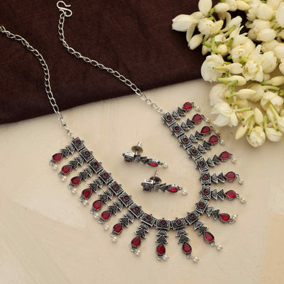 trueBrowns Silver Tone Banjara Necklace Set