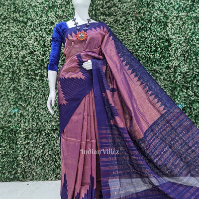 Onion Pink Blue Phoda Kumbha Sambalpuri Cotton Tissue Saree