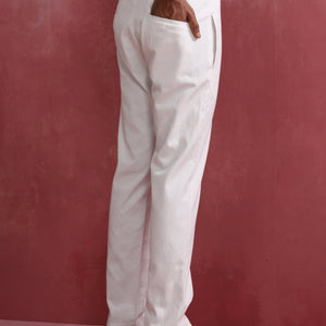 trueBrowns Men's White Cotton Twill Pant