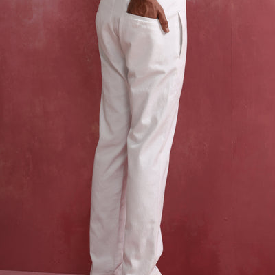 trueBrowns Men's White Cotton Twill Pant