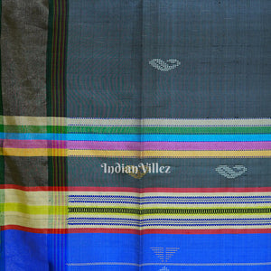 Gray With Multicolor Handwoven Bishnupuri Silk Saree