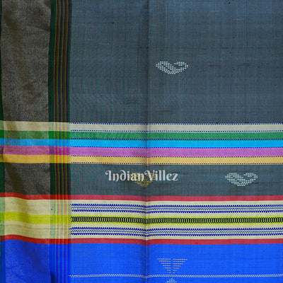 Gray With Multicolor Handwoven Bishnupuri Silk Saree