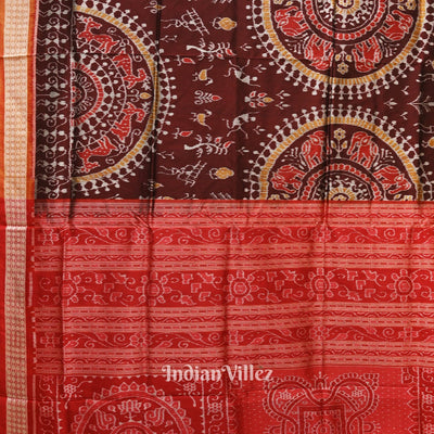 Maroon Dual Tone Tribal Theme Sambalpuri Silk Saree