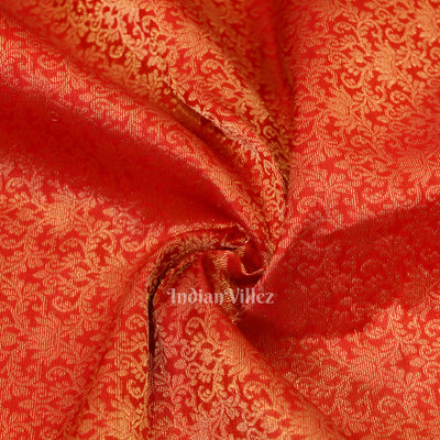 Classic Red pure Kanjivaram Silk Saree with  Zari Brocade