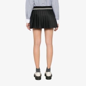 SPORTY & RICH | ABIGAIL WOOL PLEATED SKIRT { GRAY/WHITE