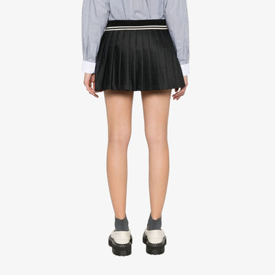SPORTY & RICH | ABIGAIL WOOL PLEATED SKIRT { GRAY/WHITE