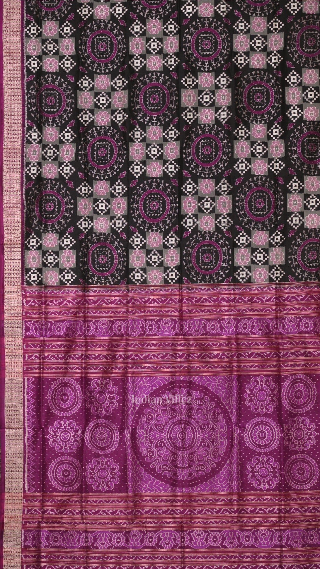 Black Purple Body Pasapali Sambalpuri Silk Saree