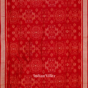 Exclusive Red Bastu Theme Sambalpuri Silk Saree