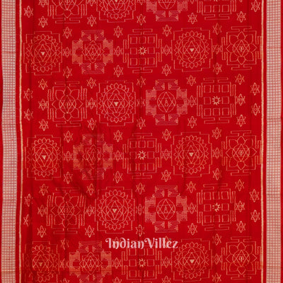 Exclusive Red Bastu Theme Sambalpuri Silk Saree