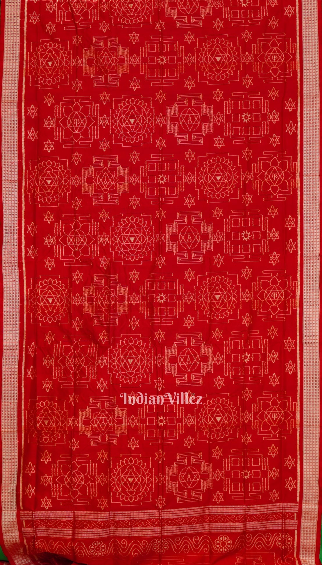Exclusive Red Bastu Theme Sambalpuri Silk Saree