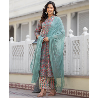 green-floral-printed-pure-cotton-straight-salwar-suit