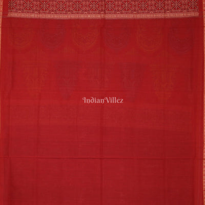 Blue Red Konark Sambalpuri Ikat Cotton Saree