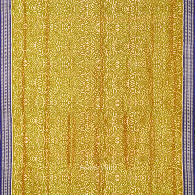 Mehendi Green Blue Floral Motif Sambalpuri Silk Saree