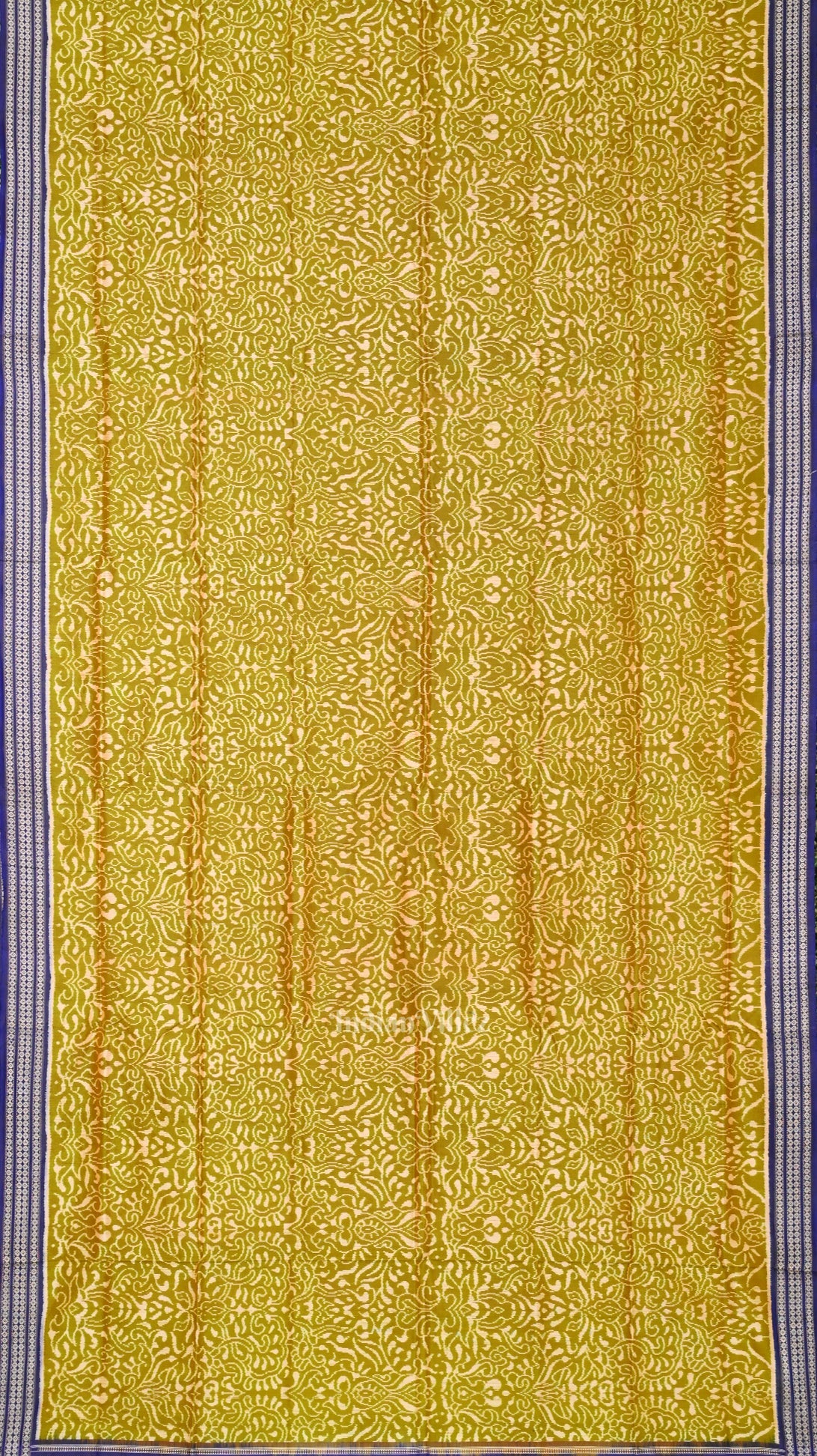 Mehendi Green Blue Floral Motif Sambalpuri Silk Saree