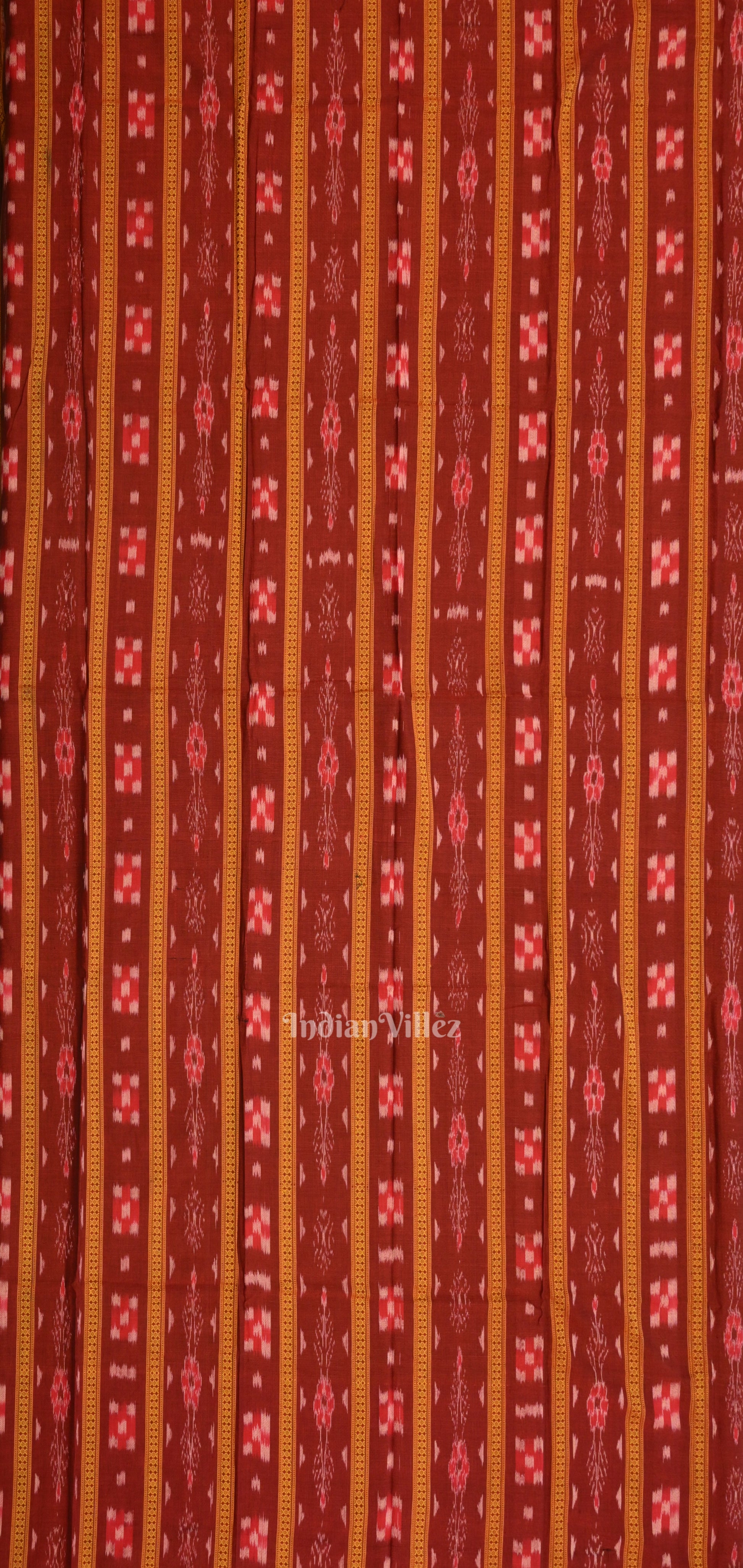Red Pure Cotton Sambalpuri Dress Material & Dupatta