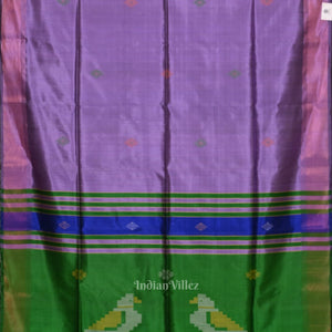 Lavender Green Pure Bishnupuri Silk Saree