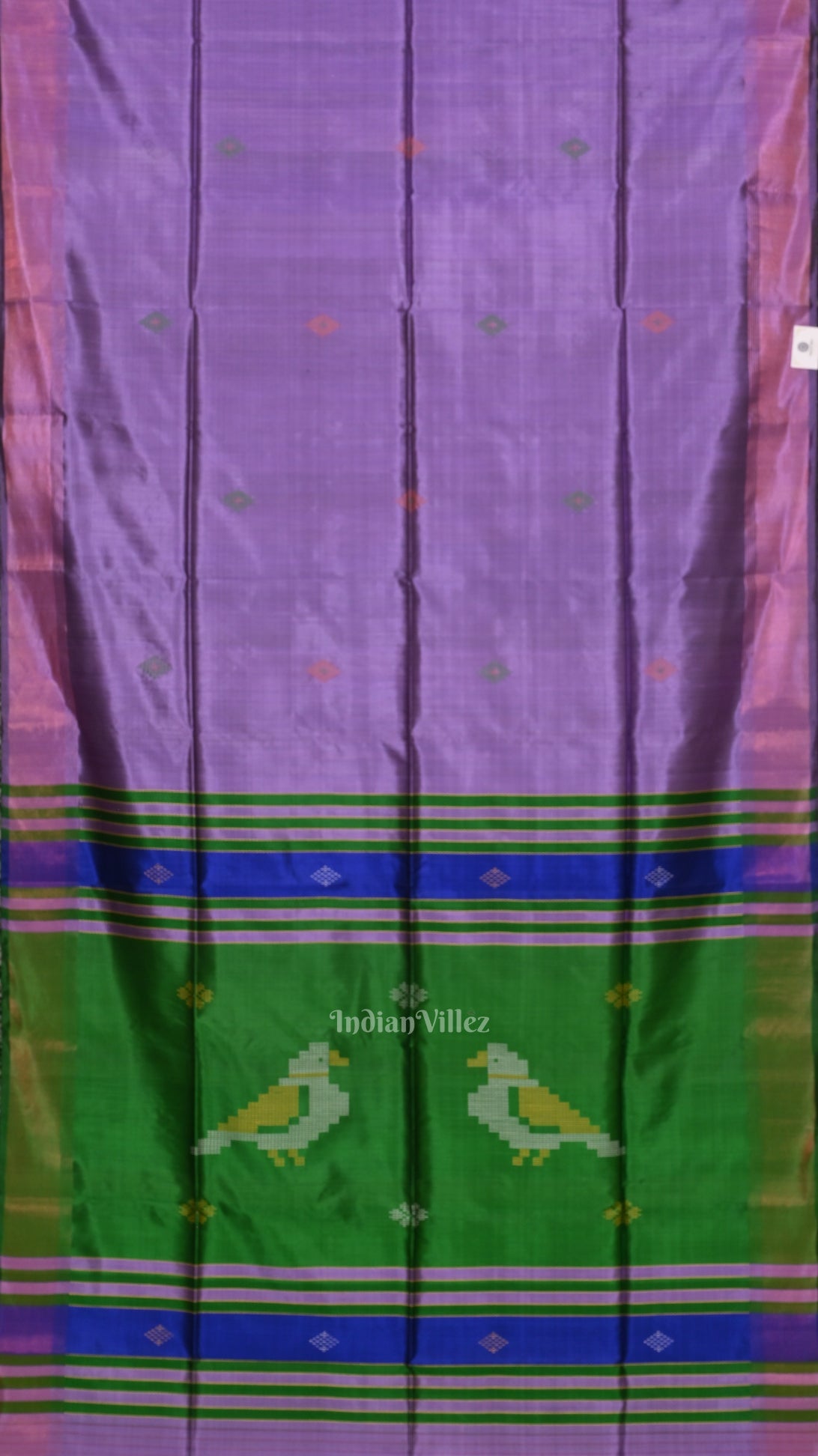 Lavender Green Pure Bishnupuri Silk Saree