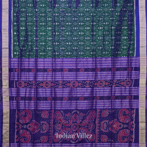 Cadmium Green Tribal Theme Sambalpuri Silk Saree