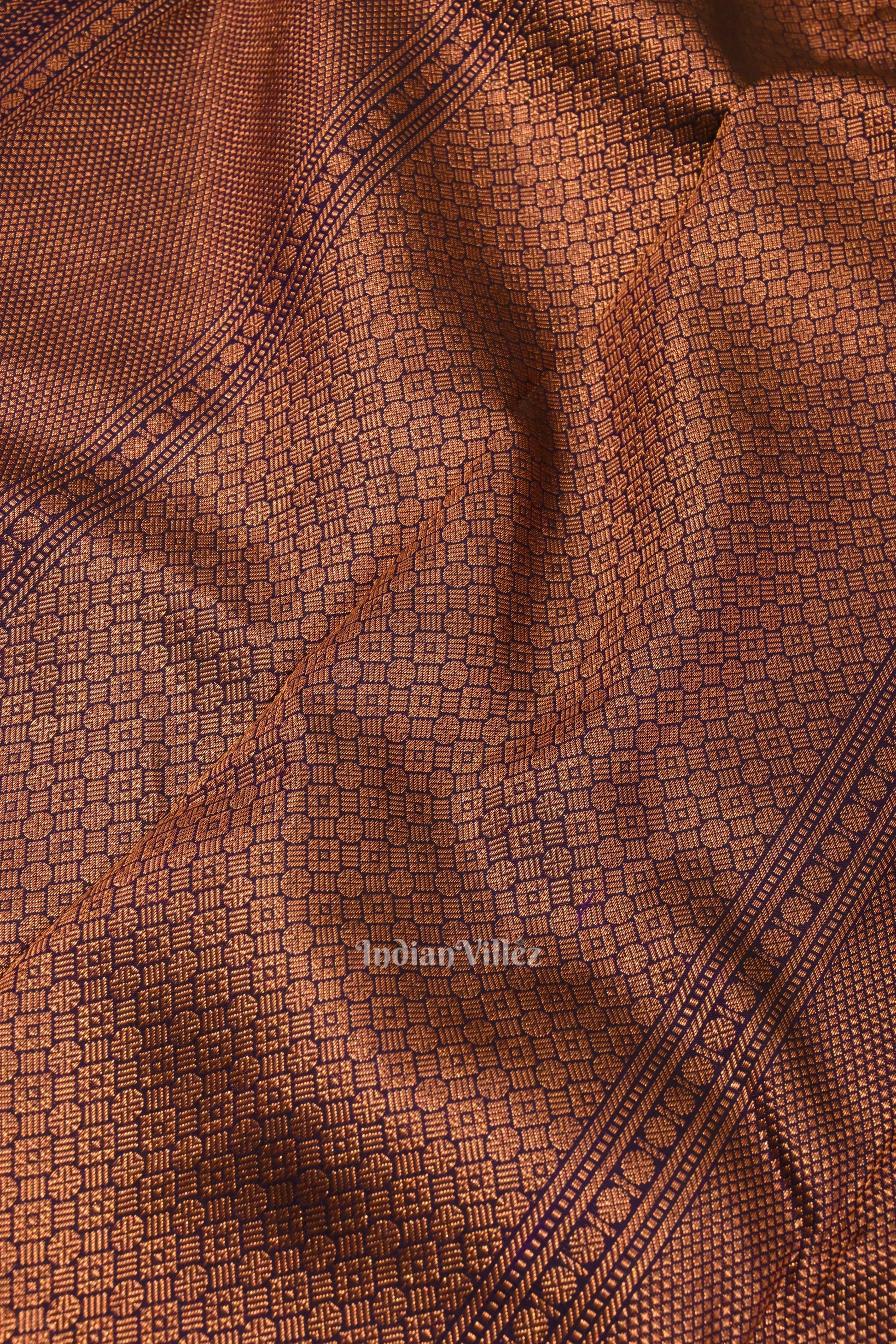 Dark Tone of Purple Pure Kanjivaram Silk Saree
