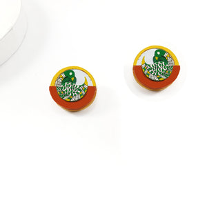 Bholi Si Surat - Madhubani Handpainted Wooden Stud Earrings