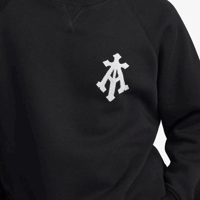 ALMOST GODS | ALPHA CROSS HAND EMBROIDERED AARI SWEATSHIRT { BLACK