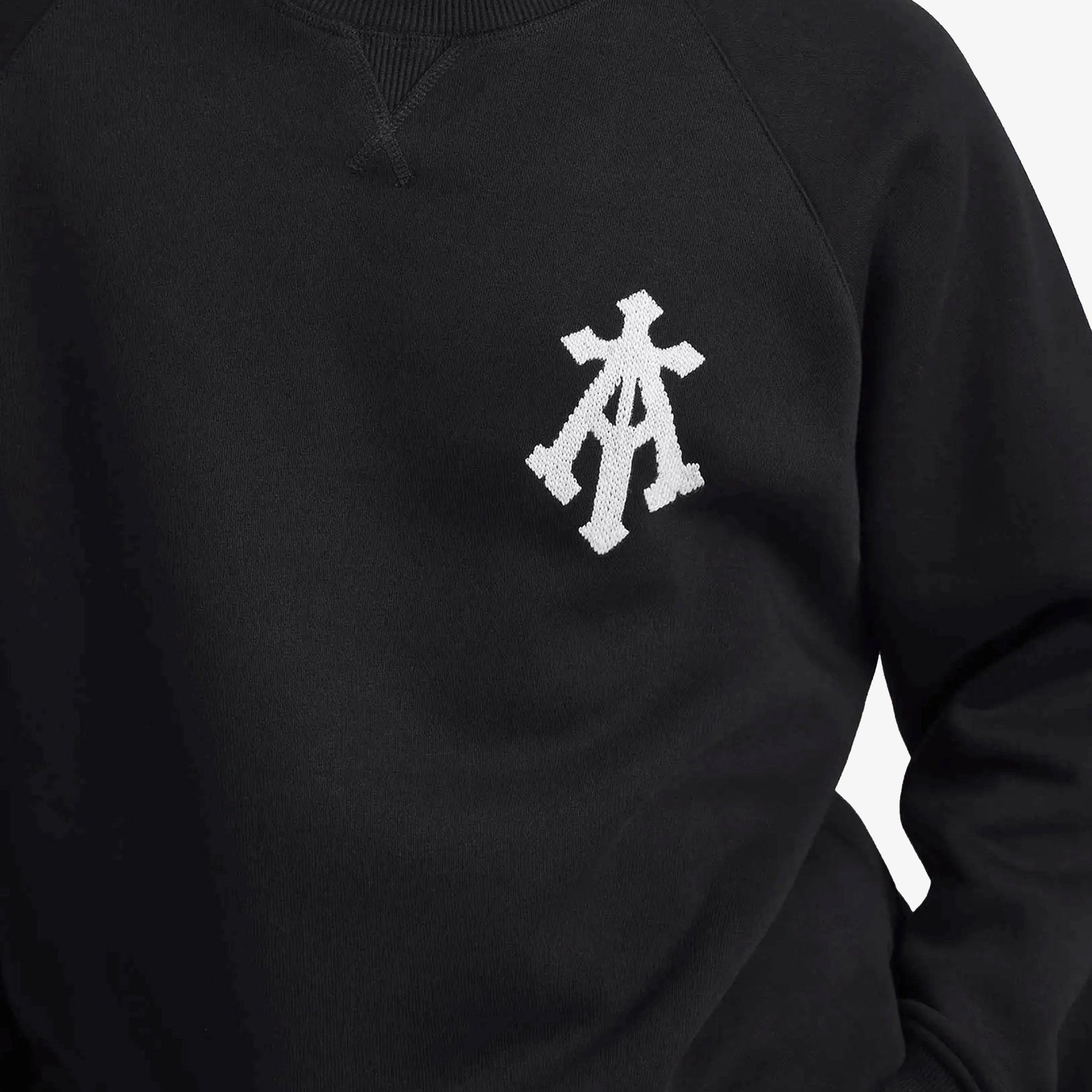 ALMOST GODS | ALPHA CROSS HAND EMBROIDERED AARI SWEATSHIRT { BLACK