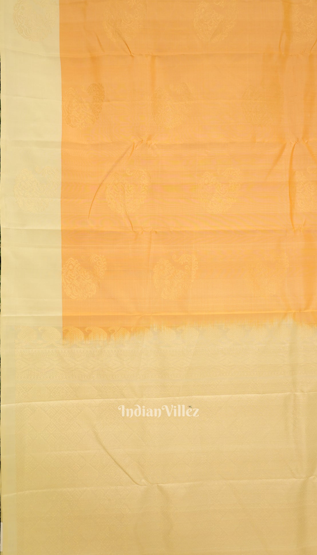 Light Orange With Peach Pure Kanjivaram Soft Silk Saree