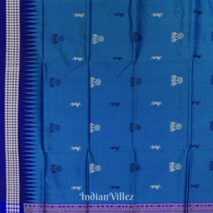 Sky Blue Tribnal Design Odisha Ikat Bomkai Silk Saree