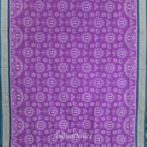Light Purple Laxmi Pada Theme Odisha Ikat Sambalpuri Silk Saree